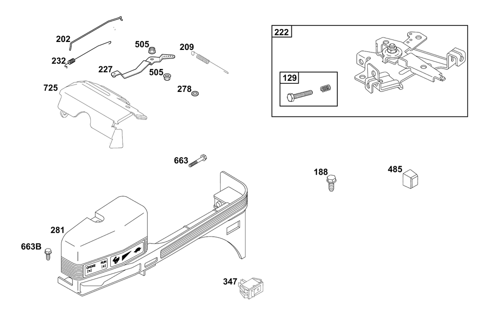 Controls Group Diagram and Parts List for 117432-0624-B1  Briggs and Stratton Engine